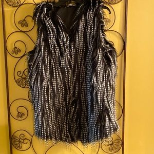 Women Faux Fur Black & White Sleeveless Vest Size L